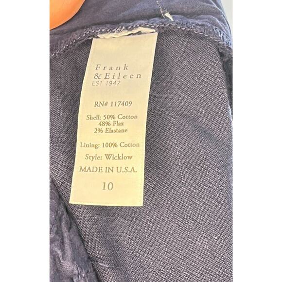 FRANK & EILEEN Sz 10 Navy Blue Wicklow Performance Linen Blend Crop Pants - Picture 4 of 8